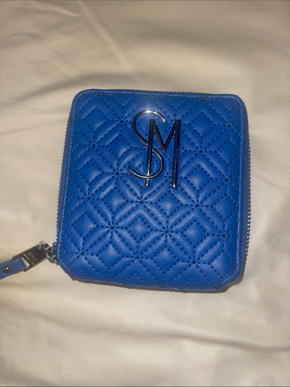 Steve Madden Quilted Cobalt Blue Zip Wallet